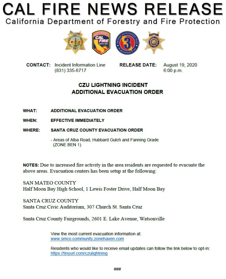 Evacuation - 6pm Aug 19