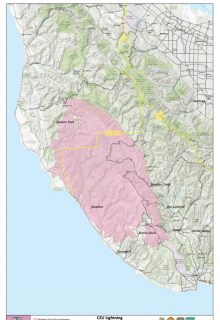 CZU Lightning Complex Fires perimeter map - August 25 - Fire Safe San Mateo